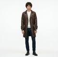 Men's Premium Dark Brown Leather Coat | Quilted Moto Trench | Peltura Leather