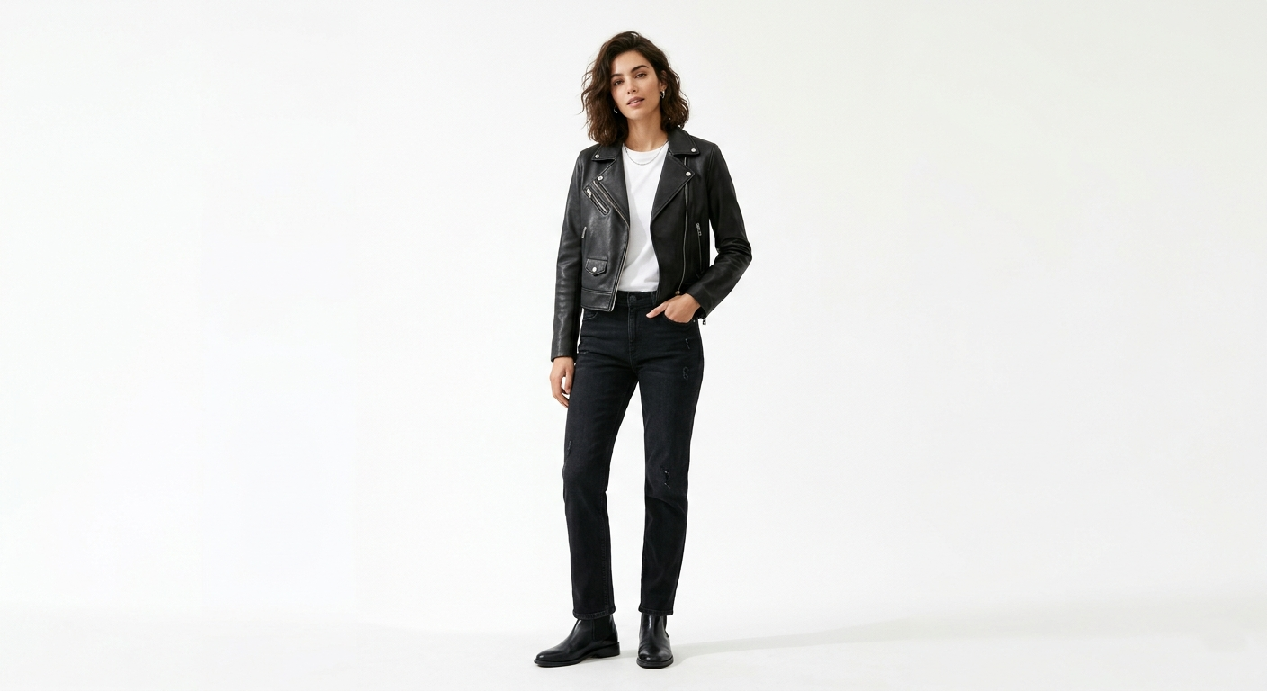 Women's Premium Black Leather Biker Jacket | Tailored Fit